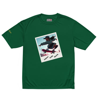 Dream. Dare. Skate. Unisex performance crew neck t-shirt
