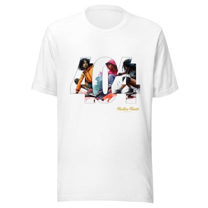 Skateboarding in the 404 Unisex t-shirt
